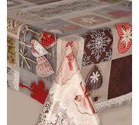 Christmas Red Hearts Check Pink Bows PVC Vinyl Plastic Table Cloth White Snowflakes Wipe Clean Oilcloth Xmas White Lillie Floral Stag Reindeer Festive Party (Oval 180cm x 135cm (72" x 52" inches))