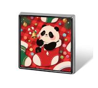 Christmas Red Panda Lapel Pin Square Metal Brooch Pin with Secure Pin Back Fashion Button Badge for Clothing, Hats, Bags Decoration