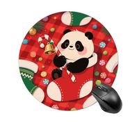 Christmas Red Panda Round Mouse Pads Non-Slip Rubber Base Mouse Mat Cute Mousepad Funny Computer Desk Accessories for Office Home Gaming Work 7.8 X7.8 Inch