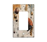 Christmas Red Pandas Decorative Light Switch Cover Plate 1 Gang Single Rocker, Luxury Snowflakes Electrical Faceplate for Kitchen Bathroom, Animal Switchcover Decor