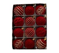 Christmas Red Plush Painting Christmas Tree Decoration Hanging Heart Shape Beads (C, One Size)