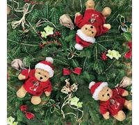 Christmas Red Santa Teddy Bears PVC Table cloth Green Holly Leaves Red Berries Gold PVC Plastic Vinyl Oilcloth Wipe Clean Party Table Cloth Protector (240cm x 140cm Rectangle 94" x 54" inches)
