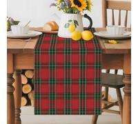 Christmas Red Tartan Table Runner 36 Inches Long, Watercolor Gingham Check Washable Table Runners Heat-Insulation Kitchen Dining Table Decorations for Home Party Decor 13x36in