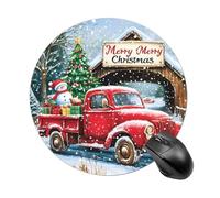 Christmas Red Truck Mouse Pad Round Mousepads Desk Mat for Office Laptops