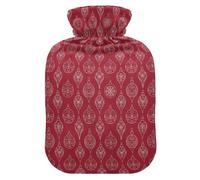 Christmas Red White Baubles Hot Water Bottles with Soft Cover, 1L Hot Compresses for The Body for Pain Relief