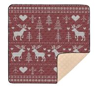 Christmas Red White Knit Deer Trees Soft Foam Baby Play Mat for Floor Comfortable Tummy Time & Crawling Mat for Newborns Babies Infants Toddlers, 50'' x 50''