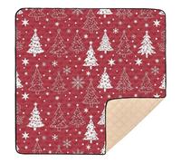 Christmas Red White Tree Snowflake Star Soft Thick Baby Playmat for Floor Lightweight Activity Entertainment Mat for Newborns Babies Infants Toddlers, 50'' x 50''