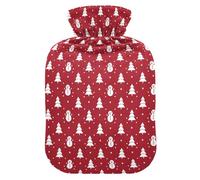 Christmas Red White Tree Snowman Star Hot Waterbottle with Soft Cover, 1L Hot Compresses for The Body for Sore Muscle