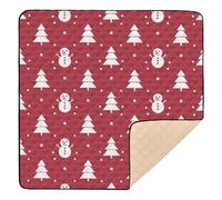 Christmas Red White Tree Snowman Star Soft Thick Baby Play Mat for Indoor Outdoor Non-Toxic Baby Crawling Mat for Baby Toddler Infant, 50'' x 50''