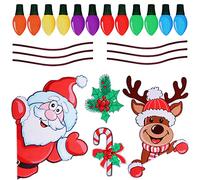 Christmas Reflective Car Magnets Set, Christmas Car Refrigerator Decorations Magnets with Santa Claus Elk Cane Candy Reflective Light Bulb Magnet Decorations for Car Garage Door Mailbox Decor