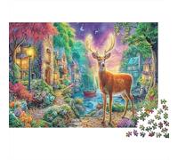 Christmas Reindeer 100% Recycled Cardboard Deer in Glowing Landscape 1000Pc Adult Jigsaws Adults And Children Beautiful Decoration 52x38cm/1000pcs