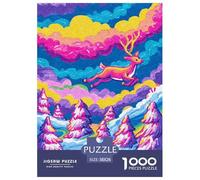Christmas Reindeer 1000 Piece Jigsaw Puzzle Educational Games Classic Colorful Jigsaws Unique Challenge Game for Travel Gifts,Present 38x26cm/1000pcs