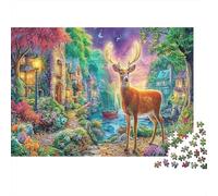 Christmas Reindeer Adult Jigsaws Deer in Fantasy Forest Recycled Paper Educational Game Challenge Great Gift Idea 70x50cm/1000pcs