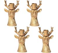 Christmas Reindeer Candle Holder,Brass Gold,Vintage Taper Candle Stick Holders for Table Centerpieces,Decorative Gold Deer Set of 4,Mantel&Dining Table Wedding Decor,Xmas Holiday Housewarming Gift