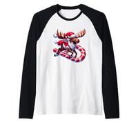 Christmas Reindeer Candy Cane Fun Joy Raglan Baseball Tee