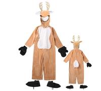 Christmas Reindeer Costume, Christmas Reindeer Cosplay Dress | Complete Cute Jumpsuit That Attracts Attention for Boys and Girls Students Children 3-13 Years Old