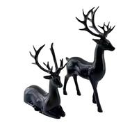 Christmas Reindeer Figurines 2PCs A Pair of Reindeer Statues Decor Shiny Electroplated Metal Surface Sculpture Desktop Ornament Table Craft for Living Room, Bedroom, Bookshelf, Desktop