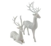 Christmas Reindeer Figurines 2PCs A Pair of Reindeer Statues Decor Shiny Electroplated Metal Surface Sculpture Desktop Ornament Table Craft for Living Room, Bedroom, Bookshelf, Desktop