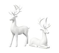 Christmas Reindeer Figurines, A Pair of Polystyrene Elk Statues Decor, Standing and Sitting Deer Figurine, Nordiceuropean Style Deer Statues Elk Sculpture Tabletop Ornaments for Christmas Decor