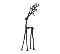 Christmas Reindeer Figurines, Black Iron Reindeer Christmas Decor, European-Style Imitation Metal Deer Statue, Table Centerpieces Ideal for Mantel Living Room Bedroom Office (A)