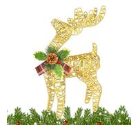 Christmas Reindeer Figurines - Glowing LED Deer Statue, Festive Holiday Accent, Eye Catching Light Up Design for Family Living Room Entryway Outdoor Indoor Home Mantle, 15.75 Inches
