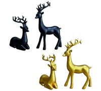 Christmas Reindeer Figurines, Golden Reindeer Figurines Set, 4PCS Resin Deer Statues for Christmas Decorations, Elegant Sitting and Standing Sculptures for Home Tabletop Decor