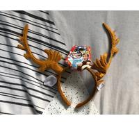 Christmas Reindeer Horns Fancy Dress Festive Brown Antlers with Ears on Headband