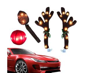 Christmas Reindeer Horns for Car - Holiday Decoration with LED Lights - Car Decoration Kit | for Van Van Roof Holiday Party Celebration Seasonal Driving