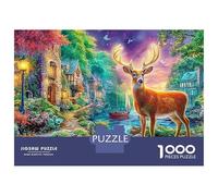 Christmas Reindeer Jigsaws Challenge Toy Gifts 1000 Piece Puzzle Deer in Enchanted Forest Educational Games for Adults And Kids Age 14 Years Up 52x38cm/1000pcs