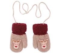 Christmas Reindeer Kids Knitted Mittens Adjustable String Anti-Lost Toddler Soft Gloves Warm Stretchable Children Knitted Gloves Boys and Girls Outdoor Activities Supplies for Skiing Skating Reading