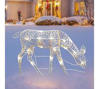 Christmas Reindeer, Light Up Deer Decor for Outdoor, LED Twinkling Reindeer Family, Large Illuminated Reindeer, Waterproof, Standing Elk Ornaments with Ground Stakes for Home, Garden, Lawn