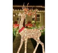 Christmas Reindeer Light up Deer Deocrations Battery Powered LED Twinkling Reindeer for Home and Garden - Warm White Lighted Christmas Decorations for Yard Lawn Patio Porch Indoor Outdoor Red