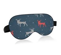 Christmas Reindeer Navy Blue Breathable Sleeping Eyes Mask, Cool Feeling Eye Sleep Cover for Summer Rest, Elastic Contoured Blindfold for Women & Men Travel