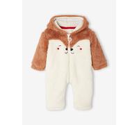 Christmas Reindeer Onesie in Plush Fabric for Babies pecan nut