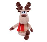 Christmas Reindeer Plush 50cm Large Cute Christmas Red Scarf Home Decor | Kids Elk Toys Throw Pillow for Couch Sofa Table Bookshelf Bedroom Living Room Light Brown