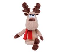 Christmas Reindeer Plush 50cm Large Soft Red Scarf Cute Christmas Toy | Kids Elk Toys Throw Pillow for Couch Sofa Table Bookshelf Bedroom Living Room Light Brown