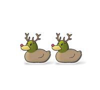 Christmas Reindeer Rubber Duck Aesthetic Shrinky Plastic Mini Small Tiny Gift Handcrafted Custom Unique Stud Earrings Pierced Ears Personalized Fashion Y2K Harajuku Jewelry Resin Studs Jewellery