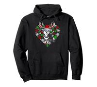 Christmas Reindeer Santa Hat Love Alaskan Malamute Ugly Xmas Pullover Hoodie