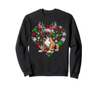 Christmas Reindeer Santa Hat Love Boxer Ugly Xmas Sweatshirt