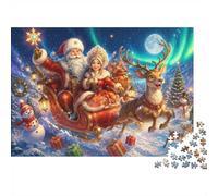 Christmas Reindeer Sleigh Jigsaw Puzzle 1000 Pieces for Adults | 70x50cm Thick Paperboard, HD Printing, Laser Cut Smooth Interlock, Clean Edges, No Gaps, Living Room Decor