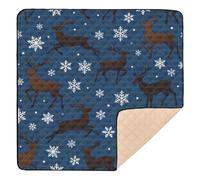 Christmas Reindeer Snowflake Pattern Soft Thick Baby Gym & Activity Mat for Floor One-Piecing Tummy Time Mat for Newborns Babies Infants Toddlers, 50'' x 50''