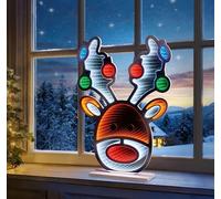 Christmas Reindeer Stag Head Infinity Light - LED Mirror Tunnel - 3D Christmas Decoration - 60cm - Multi-Coloured Indoor Lights