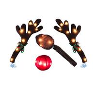 Christmas Reindeer Wood Kit for Car - Festive Decorations with LED Lights - Car Decoration Kit | for Van Truck Roof Christmas Party Celebration Seasonal Driving