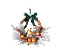 Christmas Reindeer Wreaths for Front Door Artificial Christmas Wreath with Christmas Pinecones Bells Christmas Door