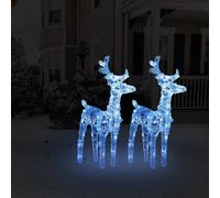 Christmas Reindeers 2 pcs Blue 80 LEDs Acrylic Berkfield Home Blue One Size