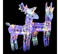 Christmas Reindeers 2 pcs Multicolour 80 LEDs Acrylic Berkfield Home Multi One Size