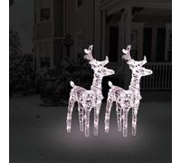 Christmas Reindeers 2 pcs Warm White 80 LEDs Acrylic Berkfield Home Multi One Size