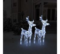 (multicolour) vidaXL Christmas Reindeers 80 LEDs Acrylic Christmas Lighted Reindeer Decor