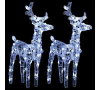 vidaXL Christmas Reindeers 2 pcs Warm White 80 LEDs Acrylic UK HOT