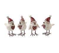 Christmas Resin Heart Bird With Hat Xmas Red White Robin Chic Shabby Decoration (4) by Heaven Sends